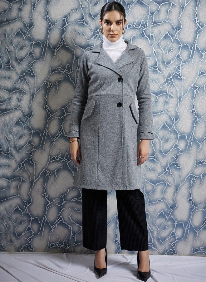Athena Grey Wool Trench Coat for Women - Image 1