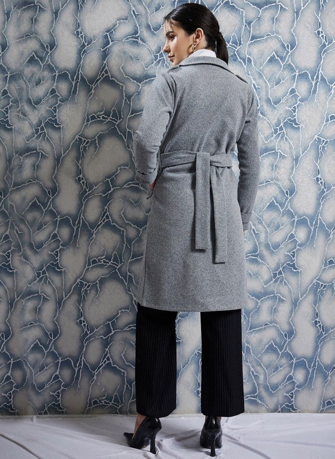 Athena Grey Wool Trench Coat for Women - Image 4