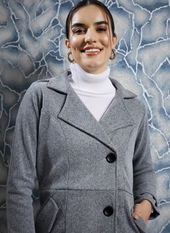 Athena Grey Wool Trench Coat for Women - Image 2