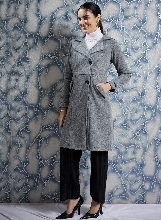 Athena Grey Wool Trench Coat for Women - Image 3