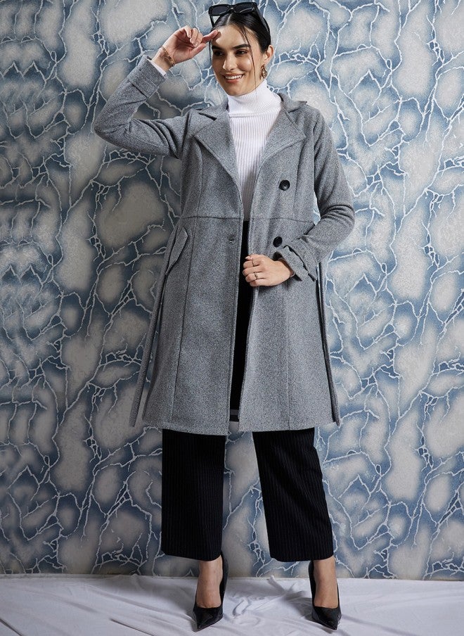 Athena Grey Wool Trench Coat for Women - Image 5
