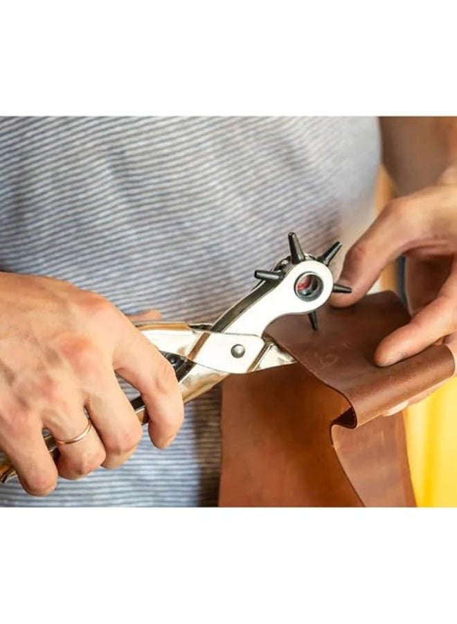 Heavy Duty Leather Hole Punch Tool Set 6 Size Revolving Hole Punch for Leather Belts Watch Bands Dog Collars Shoes Fabric Plastic Canvas DIY Craft Repair Hand Punching Tool Kit - Image 4