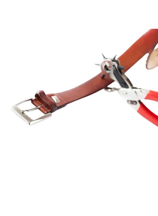 Heavy Duty Leather Hole Punch Tool Set 6 Size Revolving Hole Punch for Leather Belts Watch Bands Dog Collars Shoes Fabric Plastic Canvas DIY Craft Repair Hand Punching Tool Kit - Image 3