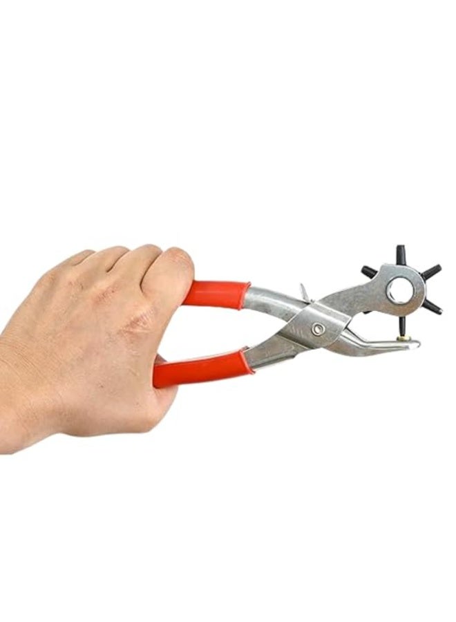 Heavy Duty Leather Hole Punch Tool Set 6 Size Revolving Hole Punch for Leather Belts Watch Bands Dog Collars Shoes Fabric Plastic Canvas DIY Craft Repair Hand Punching Tool Kit - Image 5