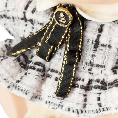 CHICHO 17cm Doll Clothes for Labubu - Luxury Chic Style Set for 17cm Dolls, Premium Doll Outfit with Accessories - White Plaid Tweed Dress + Black Necktie + Plaid Bow (Clothes Only) - Image 4