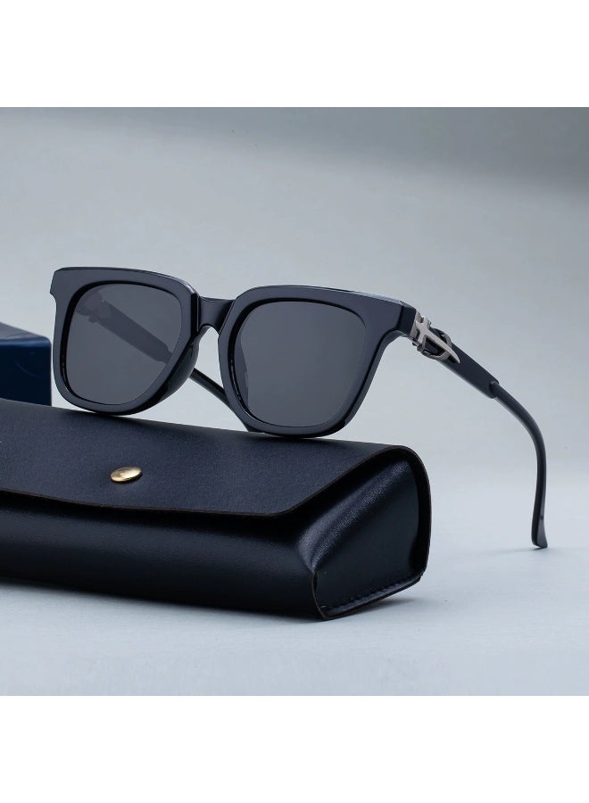 Men's Retro Square Sunglasses, UV400 Protection Polarized Sunglasses for Driving & Outdoor, Fashion Anti-Glare Eyewear with Case - Image 1
