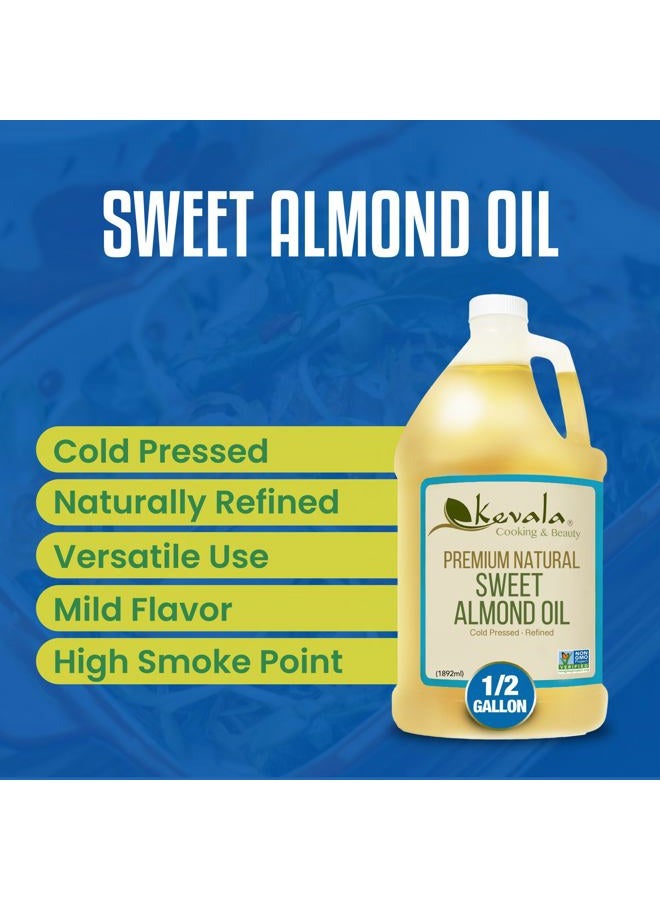Kevala Sweet Almond Oil - Cold Pressed Almond Oil for Baking and Mixing with Essential Oils, With Mild Scent and Flavor, Nourishing and Rich in Vitamin E, Made with Selected Almonds, 64 oz, 1/2 gal - Image 3