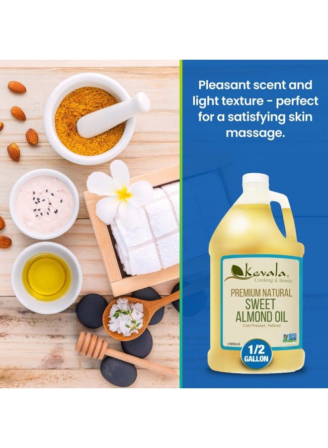 Kevala Sweet Almond Oil - Cold Pressed Almond Oil for Baking and Mixing with Essential Oils, With Mild Scent and Flavor, Nourishing and Rich in Vitamin E, Made with Selected Almonds, 64 oz, 1/2 gal - Image 4