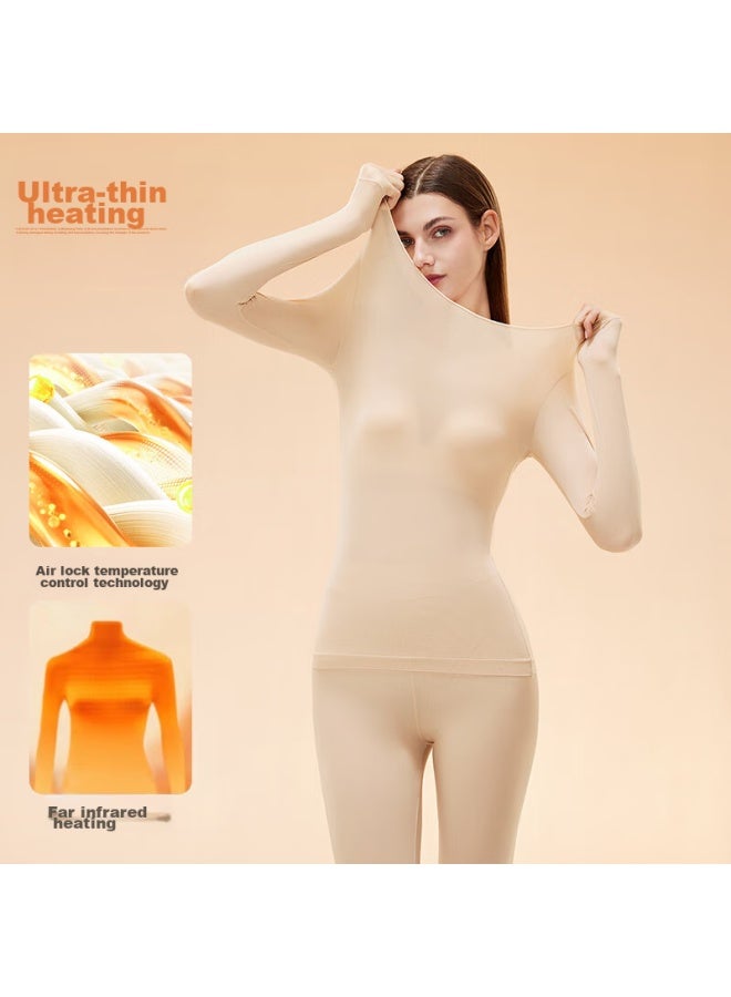 XUEXIMAN Xueximan Women's Thermal Skin-fit Base Layer Top Antibacterial Ultra-thin High Elasticity Versatile Seamless Warm Innerwear Autumn Set  - Image 1