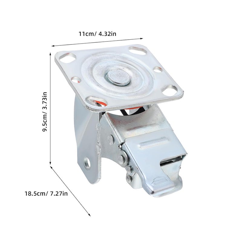 Heavy Duty 4 Inch Swivel Caster Bracket With Brake For Furniture And Equipment - Image 3
