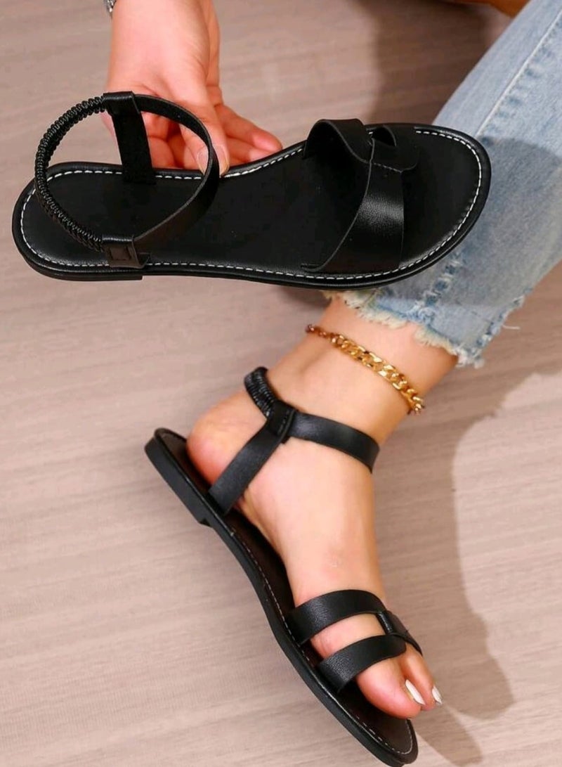 Shein Women Fashion Elegant Elastic Back Flat Sandals - Image 4