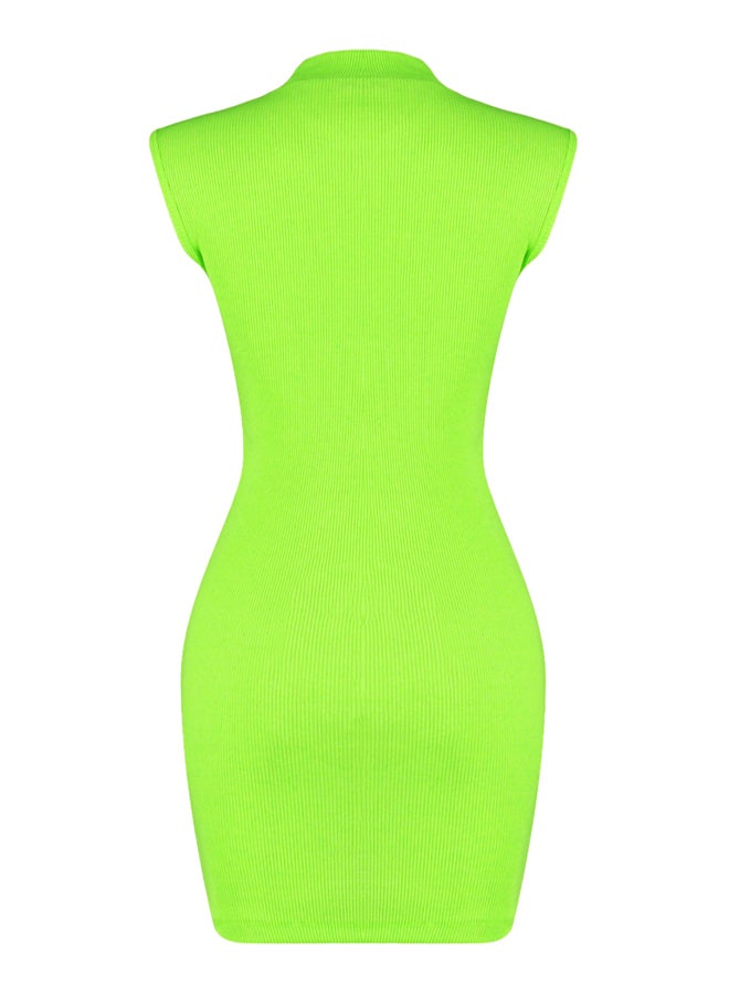 trendyol Lime Sleeveless Crew Neck Fitted Stretchy Mini Knitted Pencil Dress TWOSS22EL2819 - Image 5
