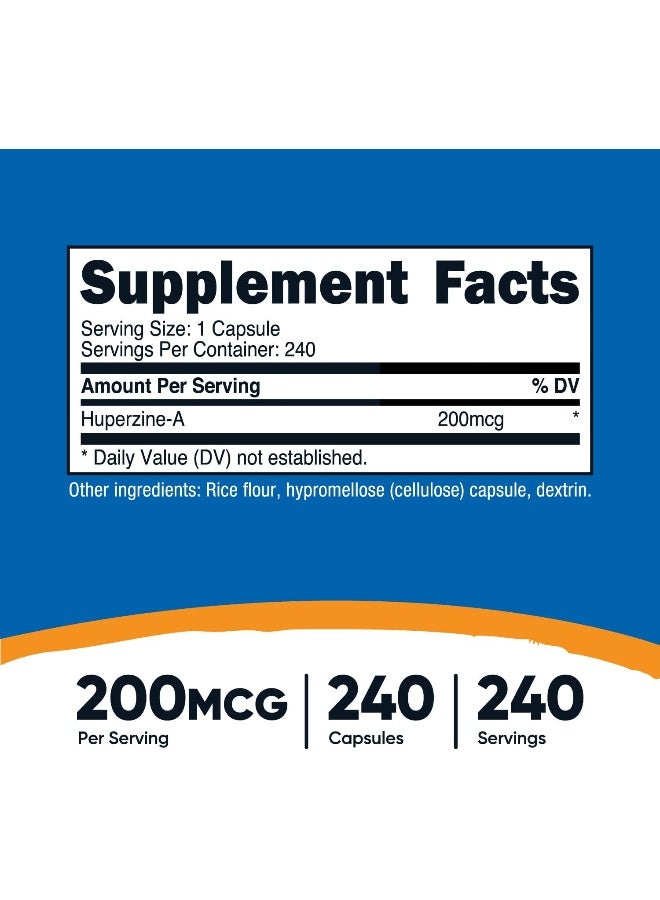 Nutricost Huperzine A Capsules 200mcg, 240 Capsules - Non-GMO, Vegetarian Friendly - Image 2