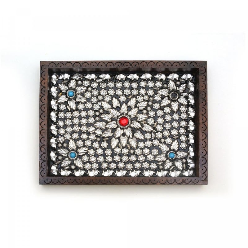 TARANG ARTS Decorative Wooden Serving Tray, Square Wooden Tray for Coffee/Tea/Food Serving Hand Tray (1 * 8 * 6 Inch) - Image 3
