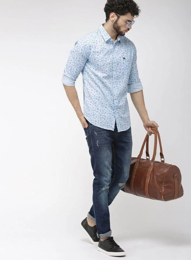 ذا انديان كراج كو Men Slim Fit Abstract Printed Full Sleeves Spread Collar Casual Shirt