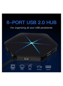 SYOSI USB Hub, 6-Port USB 2.0 Hub USB Extension Cable Blue LEDs Extra USB Ports, Safety Circuit Fit for Laptop Computer Desktop, PC, PS4, DELL, HP, Mac, Lenovo, Supports Various Different Interfaces  - Image 4