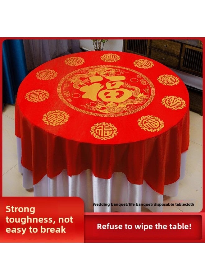 Red Disposable Tablecloth Round Table Wedding Wedding Banquet Dining Cloth Wedding Banquet Plastic Tablecloth Festive Waterproof Tablecloth-Colors:Jinshou Upgraded Thickened Environmental Protection Materials-Specifications: 3 Packs (30 Sheets)