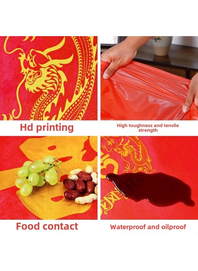 Red Disposable Tablecloth Round Table Wedding Wedding Banquet Dining Cloth Wedding Banquet Plastic Tablecloth Festive Waterproof Tablecloth-Colors:Jinshou Upgraded Thickened Environmental Protection Materials-Specifications: 3 Packs (30 Sheets)