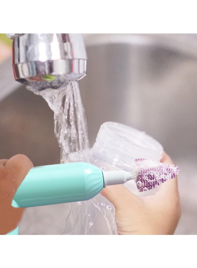 SOLARAE Electric Baby Bottle Brush, Silicone Bottle Brush Set, Bottle Cleaning Brush Kit, Rechargeable Cordless Electric Straw Brush, Portable Baby Bottle Brush for Cleaning Bottle, Nipple and Straw - Image 4