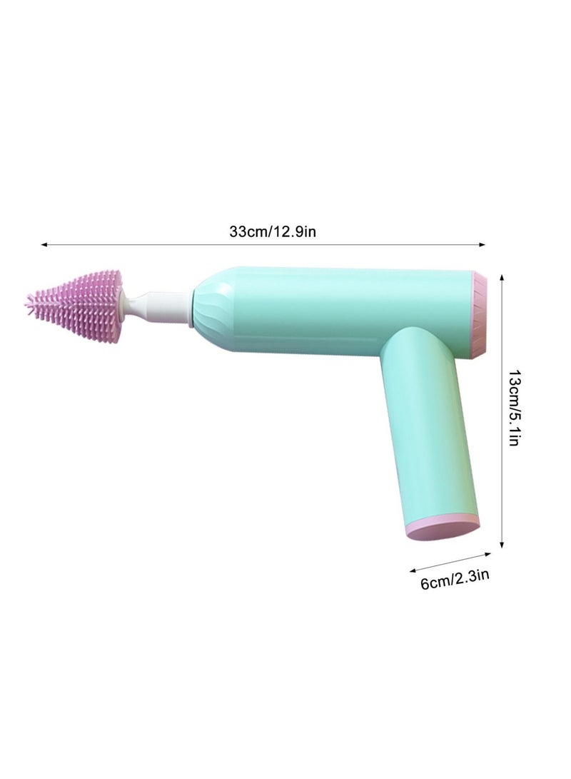 SOLARAE Electric Baby Bottle Brush, Silicone Bottle Brush Set, Bottle Cleaning Brush Kit, Rechargeable Cordless Electric Straw Brush, Portable Baby Bottle Brush for Cleaning Bottle, Nipple and Straw - Image 2