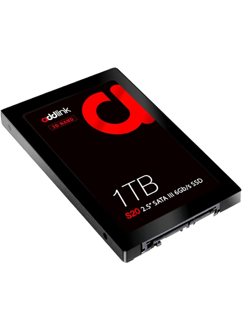آدد لينك S20 1TB SSD داخلي متوافق مع PS4 SATA III بحجم 2.5 بوصة جودة عالية للغاية، سرعة قراءة قصوى تصل إلى 500MB/s، بديل/ترقية مثالية للقرص الصلب للابتوب، كمبيوتر سطح المكتب Sony PS4 aUK1TBS20S3S - Image 1