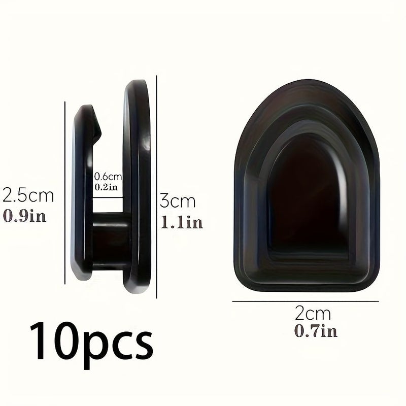 10 Black Multi-Purpose Mini Car Hooks Strong Adhesive No Drill Organizer for Keys Cables Earphones - Image 3