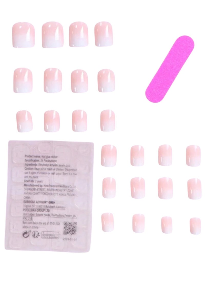 Shein - Short square pressable pink nails, 24PCS - Image 1