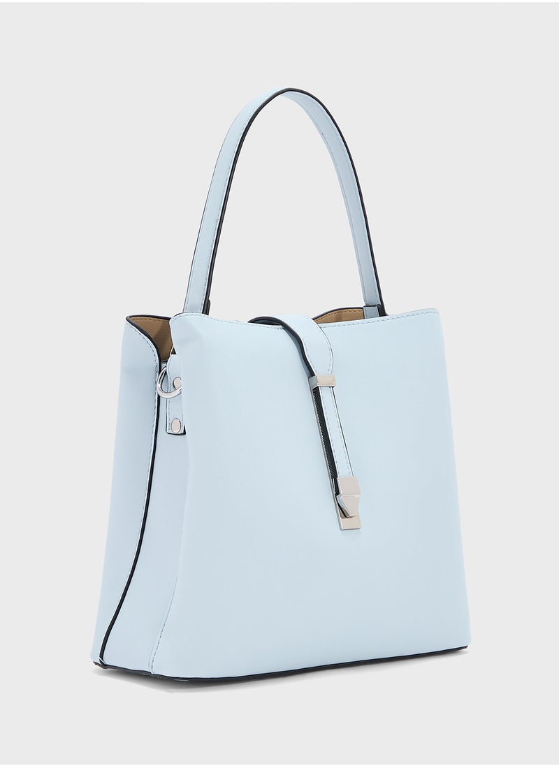 ELLA - Metal Closure Detail Minimalist Satchel Bag - Image 1
