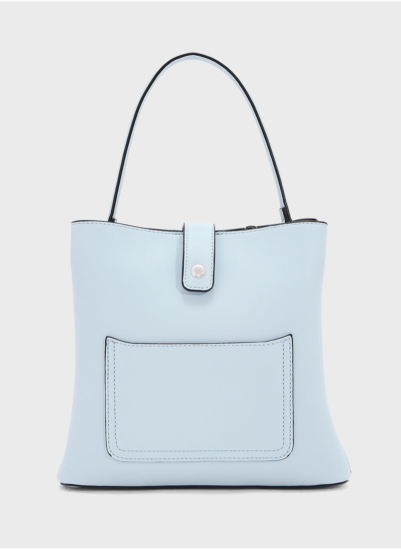 ELLA - Metal Closure Detail Minimalist Satchel Bag - Image 1