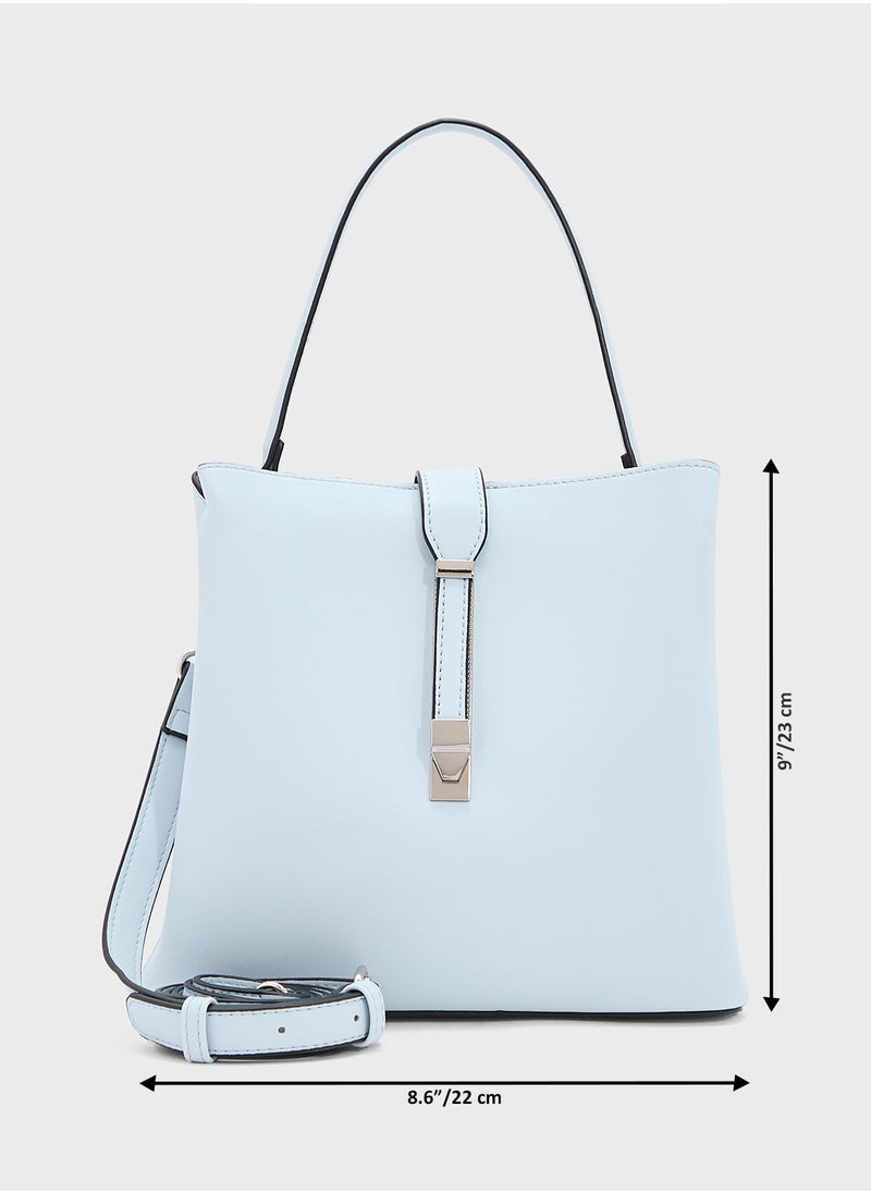 ELLA - Metal Closure Detail Minimalist Satchel Bag - Image 1