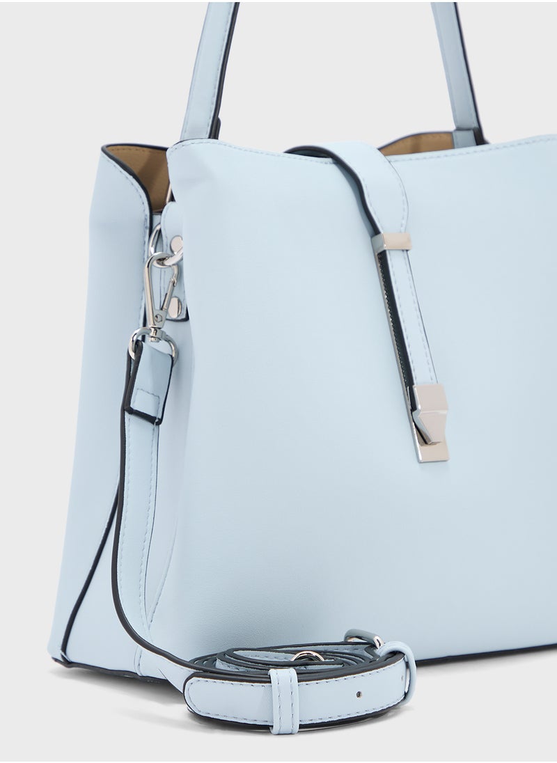 ELLA - Metal Closure Detail Minimalist Satchel Bag - Image 1