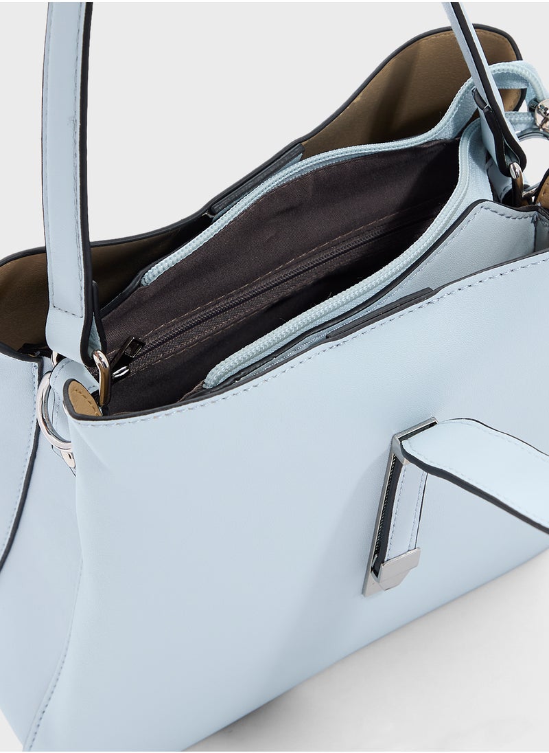 ELLA - Metal Closure Detail Minimalist Satchel Bag - Image 1