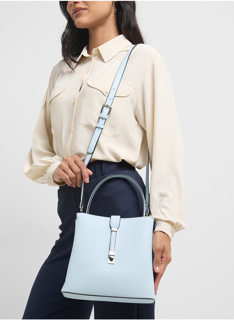 ELLA - Metal Closure Detail Minimalist Satchel Bag - Image 1