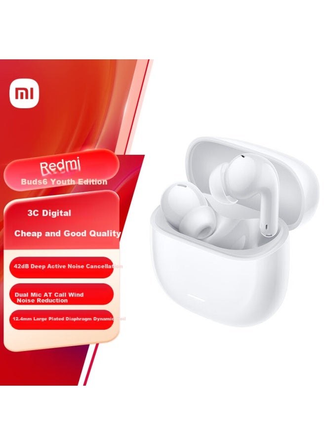 Mi (mi) Redmi Buds 6 Youth Edition In-ear Bluetooth Earphones 42db Noise Cancelling For Android And Apple Phones - Clear Snow White