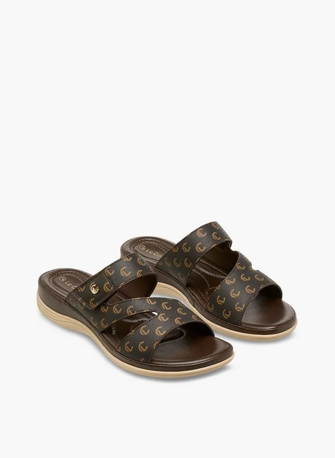 Le Confort Women Monogram Print Slide Sandals