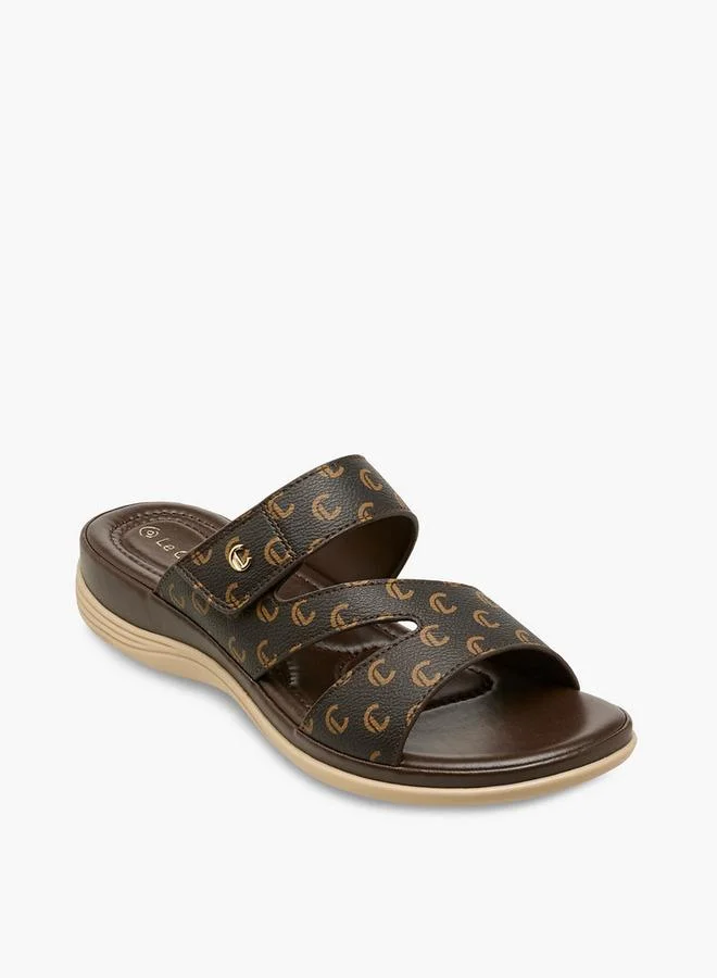 Le Confort Women Monogram Print Slide Sandals