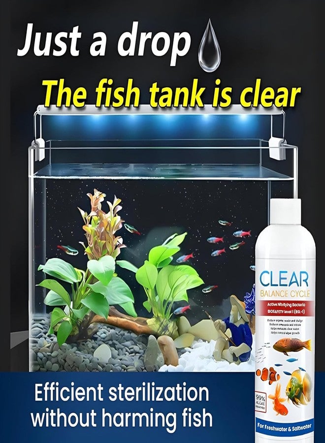 RATEJI سائل تنظيف أحواض السمك الأوتوماتيكي من ريتجي - محلول توازن المياه الصافية لأحواض المياه العذبة والمالحة | يزيل العكارة ويحافظ على دورة صحية (عبوة واحدة) - Image 2