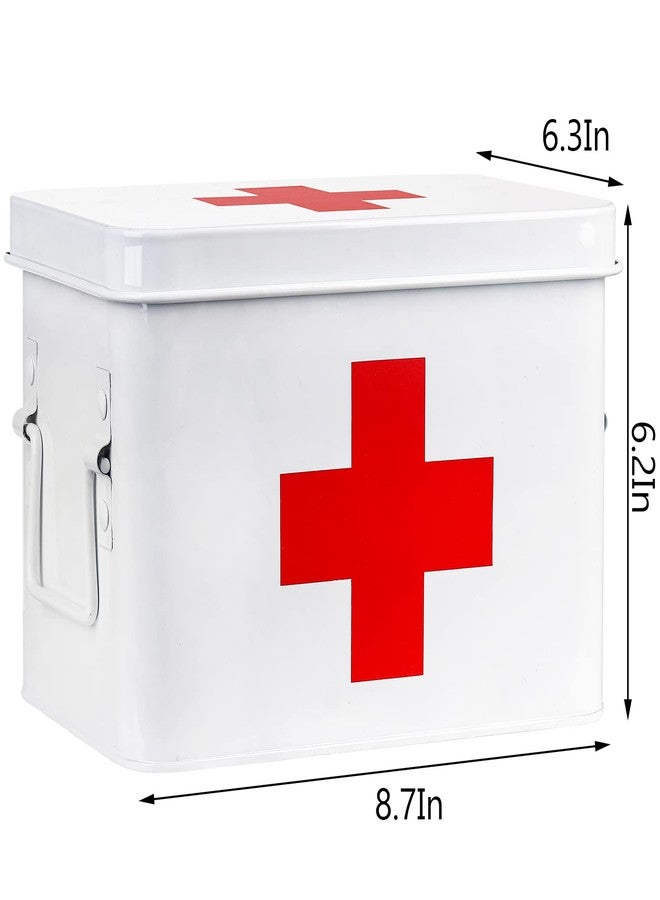 WUWEOT Metal First aid Box, Divided Medicine Tin First Aid Kit, Vintage Antique Empty Boxes with Lid and Removable Tray for Home Family Emergency Tool - Image 2