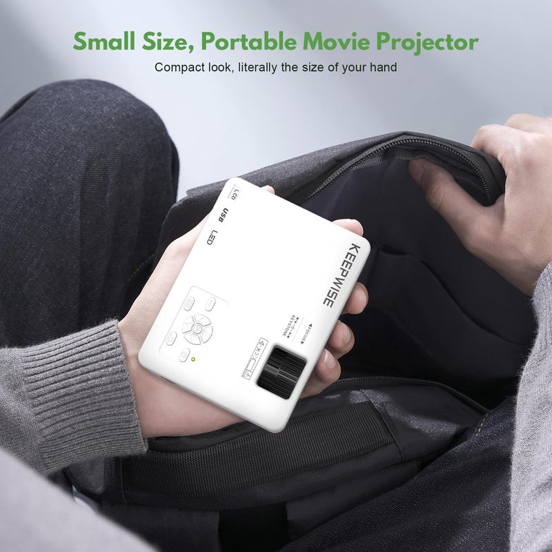 KEEPWISE Mini Projector, 2023 Projector with WiFi and Bluetooth, 9500 Lux Movie Projector, 1080P Full HD Supported Outdoor Projector, Portable Projector Compatible with Android/iOS/Windows/TV Stick/HDMI/USB - Image 2