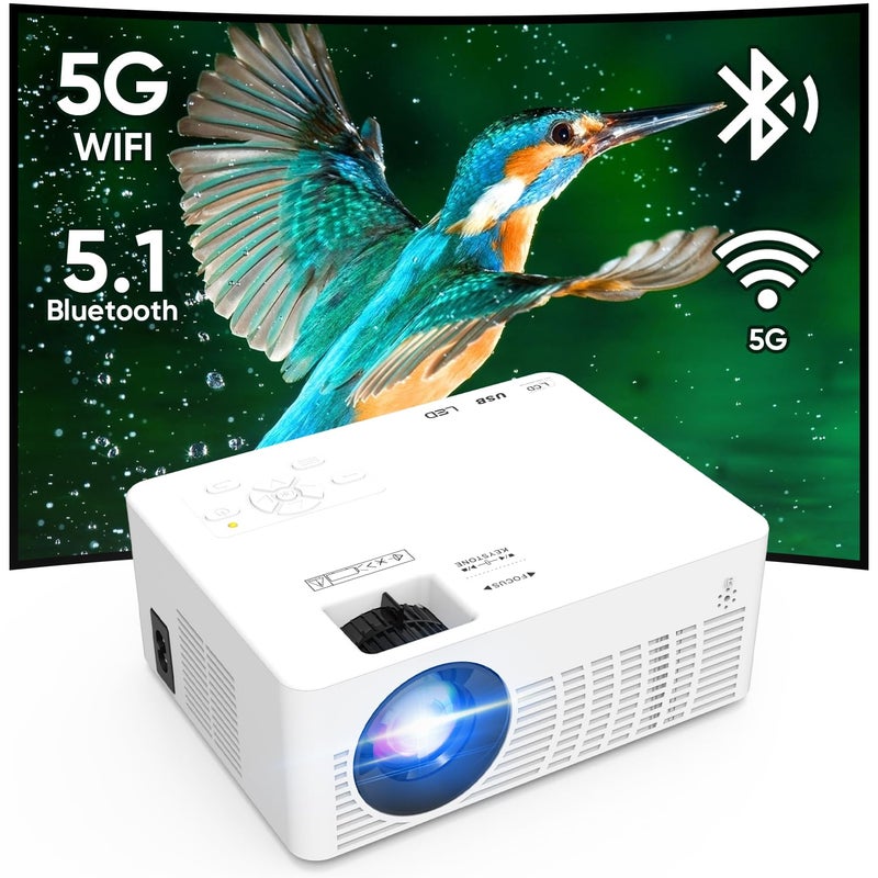 KEEPWISE Mini Projector, 2023 Projector with WiFi and Bluetooth, 9500 Lux Movie Projector, 1080P Full HD Supported Outdoor Projector, Portable Projector Compatible with Android/iOS/Windows/TV Stick/HDMI/USB - Image 1