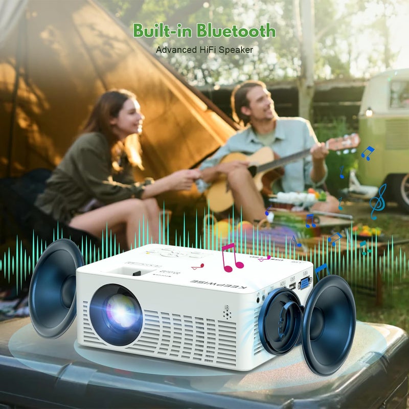 KEEPWISE Mini Projector, 2023 Projector with WiFi and Bluetooth, 9500 Lux Movie Projector, 1080P Full HD Supported Outdoor Projector, Portable Projector Compatible with Android/iOS/Windows/TV Stick/HDMI/USB - Image 5