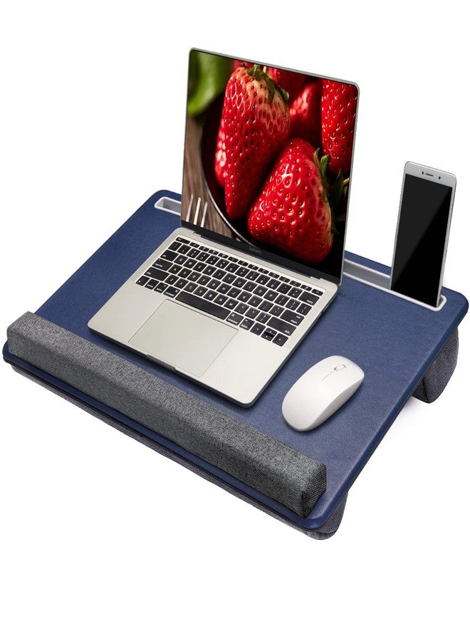 AUWOD Extra Large Lap Laptop Desk - Full PU Material Mouse Pad Gaming Tray - Portable LapDesk with Phone Holder & Wrist Rest for Notebook, MacBook, Tablet, Bed, Sofa(Blue, Fit Up 17.3-in Laptops) - Image 1