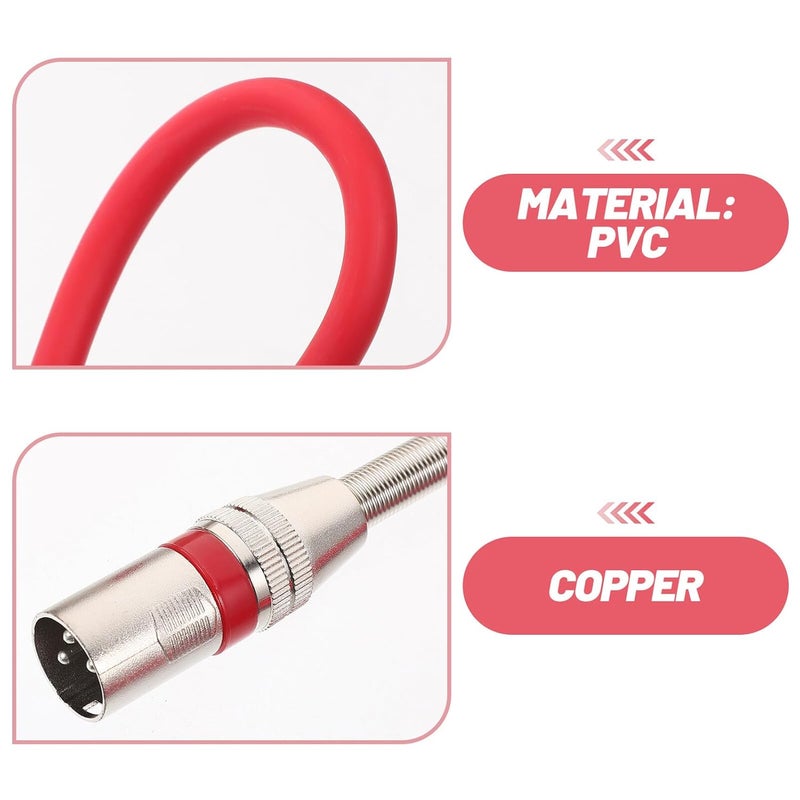 كابل ميكروفون XLR أحمر من ذكر إلى أنثى، سلك نحاسي PVC لخلاط بطاقة صوت مكبر صوت اتصال صوتي - Image 4