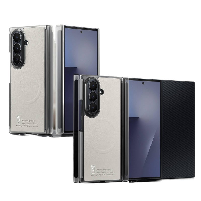 Drop Protection Leather Magnetic Texture Phone Case for Samsung Galaxy Z Fold 7 and Anti Slip Grip in Blue Colour - Image 2