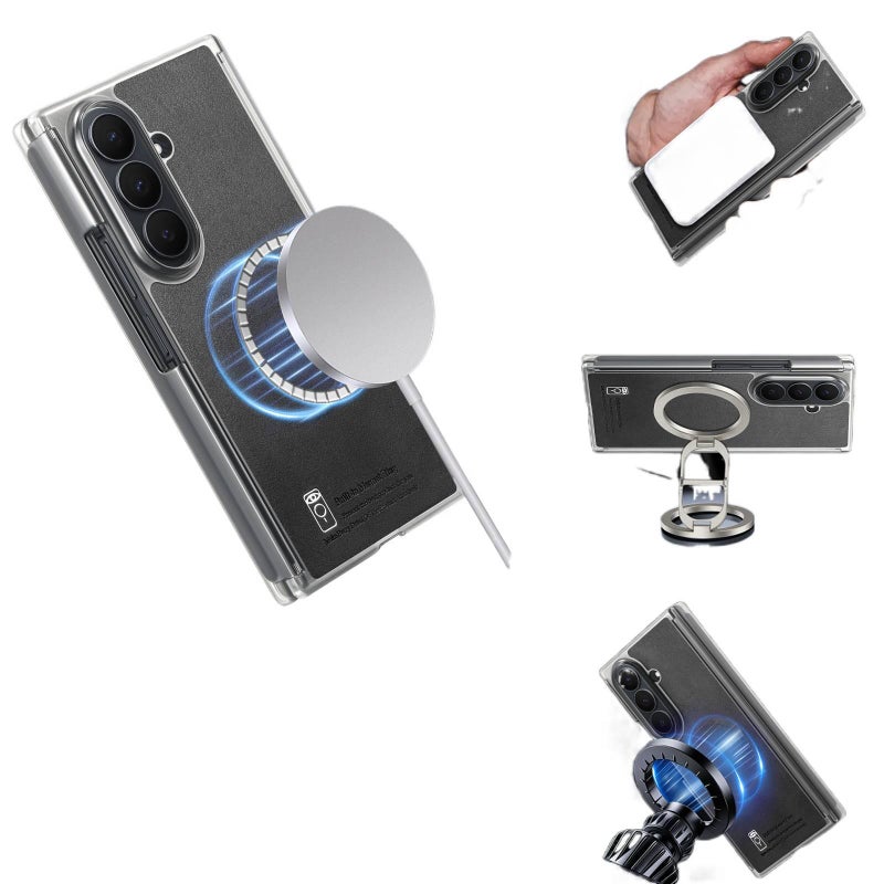 Drop Protection Leather Magnetic Texture Phone Case for Samsung Galaxy Z Fold 7 and Anti Slip Grip in Blue Colour - Image 3