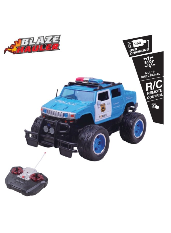 Mini Machines ماكينات ميني ميني R/C 1.64 شاحنة شرطة بلايز USB شحن (أزرق/أسود) | متعددة الاتجاهات | تحكم عن بعد R/C | شحن USB | العمر 3+ - Image 2