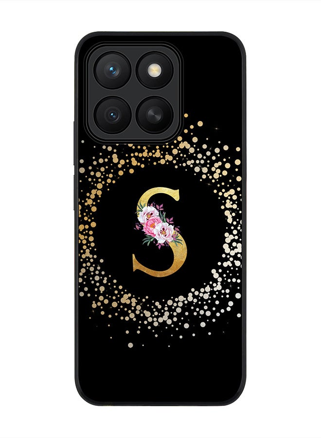 Stylizedd For Honor X8c Case,Slim fit Camera Protection, Shockproof Thin Phone cover  - Custom Monogram Floral - S ( Black )