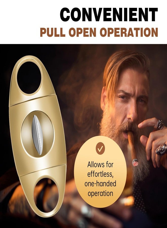 HANCIGAR Cigar Cutter Stainless Steel V-Cut Cigar Cutter Portable Cigar Guillotine as a Gift for Men (Black) - Image 4