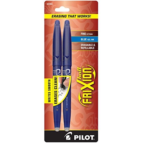 PILOT FriXion Ball Erasable & Refillable Gel Ink Stick Pens, Fine Point, Blue Ink, 2-Pack (31554) - Image 4