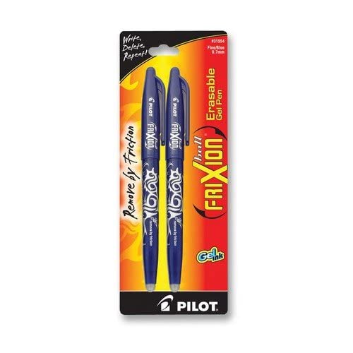 PILOT FriXion Ball Erasable & Refillable Gel Ink Stick Pens, Fine Point, Blue Ink, 2-Pack (31554) - Image 3